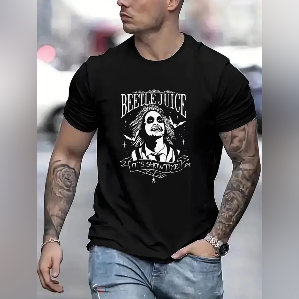 Halloween Character Print Men's Short Sleeve T-Shirts, Tops For Men's